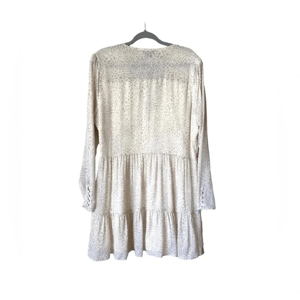 PAIGE Truett Ruffle Long Sleeve Silk Dress Cream Dress, waist tie missing - Picture 7 of 10